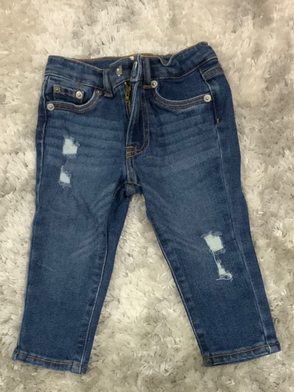 Levi's Dark Blue Distressed Ankle Crop Jeans